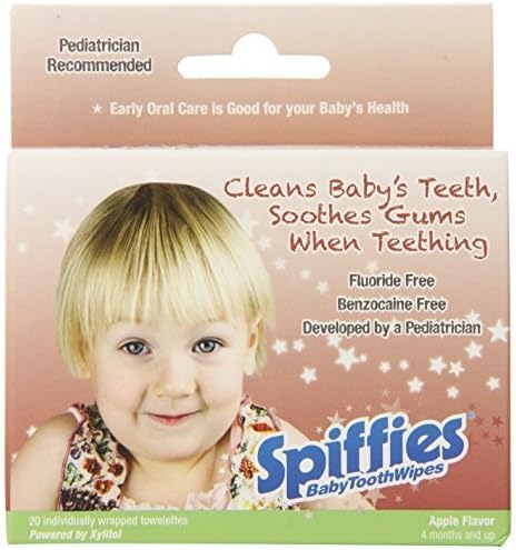Spiffies Apple Flavored Baby Tooth Wipes, 20 Count by Spiffies