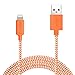 Lightning Cable, 6 Ft iPhone 6S Charger F-color Long Apple MFI Certified Nylon Braided Lightning to USB Cable for iPhone 6S 6 Plus 5S 5C 5 iPhone SE 2016, iPad Air 2 3 Mini 2 3 4 iPad Pro Orange