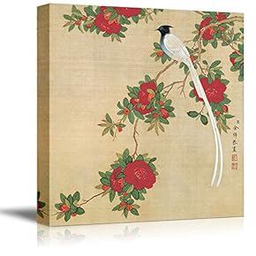 Wall26-Canvas Wall Art-Traditional Meticulous Flower-and-Bird Painting-Giclee Painting Wall Art for Bedroom Living Room Home Decoration - 12x12 inches