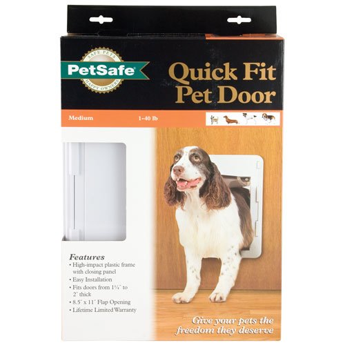 PetSafe QuickFit Pet Door, Medium, White Dog Doors Flaps With Pet Supplies