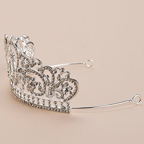 NIPOO Rhinestone Crystal Wedding Tiaras Bridal Princess Queen Crown Party Birthday Headpieces Deco for Cake Topper, Silver