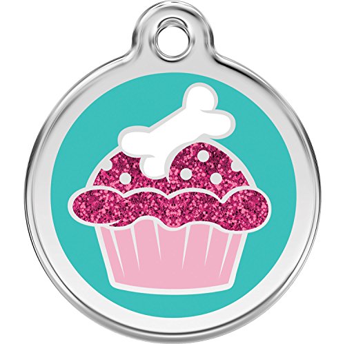 Red Dingo Personalized Glitter Cup Cake Pet ID Dog Tag (Large)