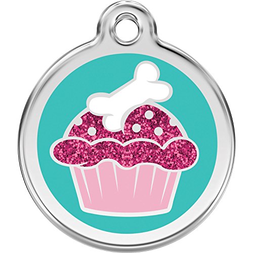 Red Dingo Personalized Glitter Cup Cake Pet ID Dog Tag (Medium)