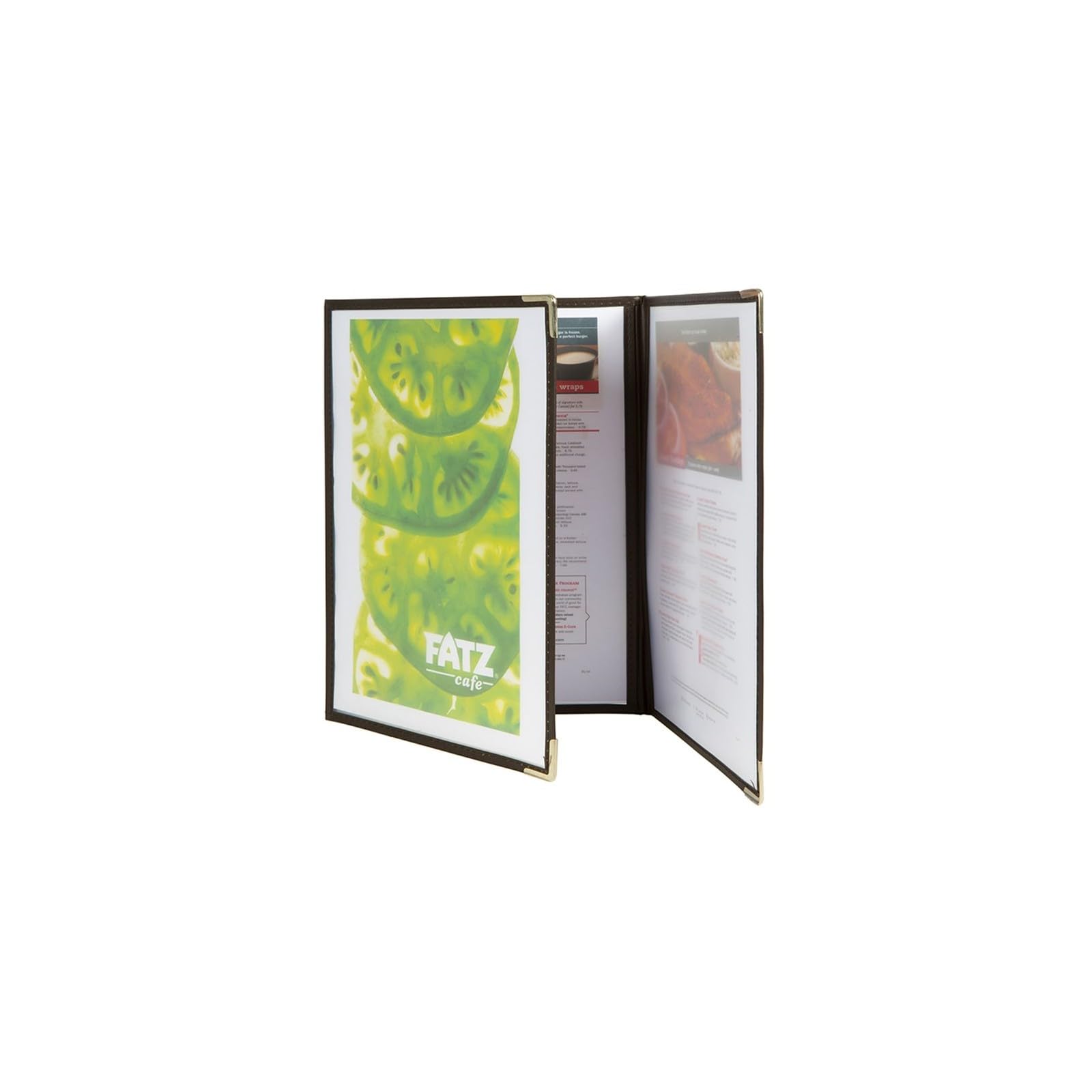 Securit Crystal Range Transparent Menu Holder A4 Brown Edged, Tri-fold