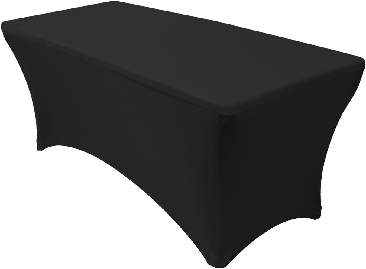 Your Chair Covers - 6 ft Rectangular Fitted Spandex Tablecloths Patio Table Cover Stretchable Tablecloth - Black: Kitchen & Dining