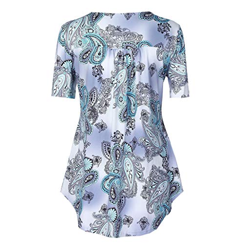 image for Goddessvan Women's Printed Long Sleeve Henley Pleated Tops Casual Flar