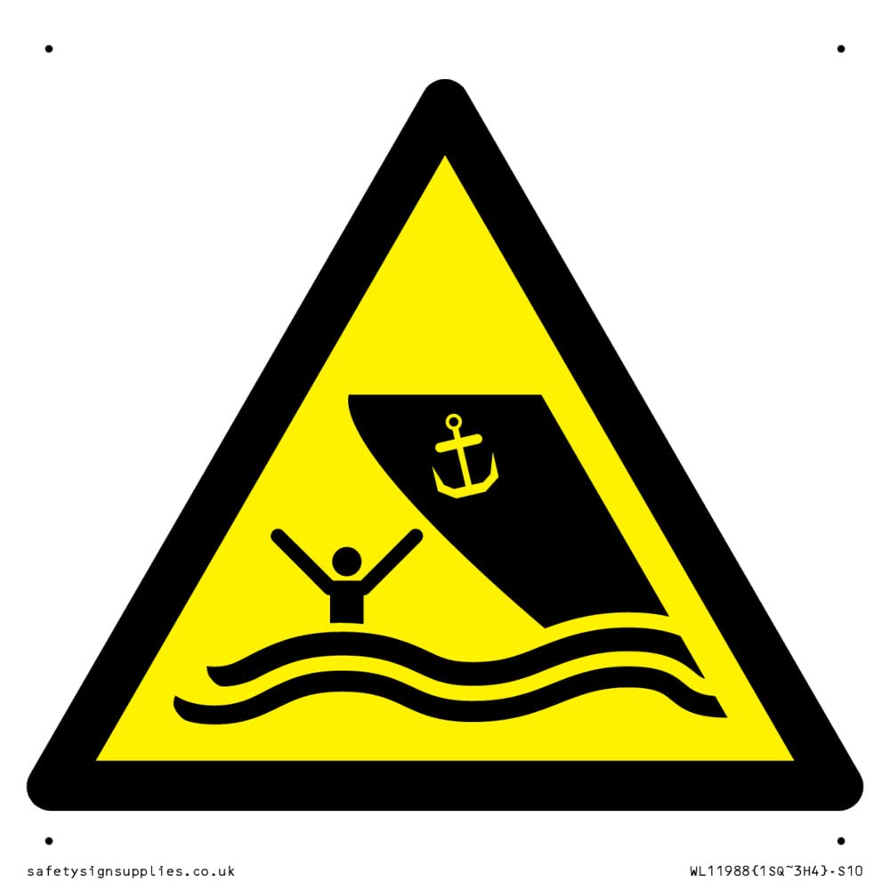 W058 Warning: Boating area Sign - 100x100mm - S10