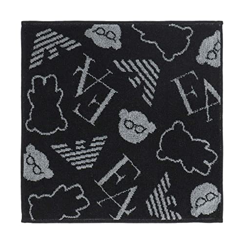 [Emporio Armani] [エンポリオアルマーニ] ロゴ EAマンガベア柄 綿100％ タオルハンカチ ハンドタオル 男性 メンズ (98.ブラック)