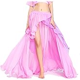 ROYAL SMEELA Chiffon Fairy Belly Dance Skirt Belly Dancing Costume, One Size, 3 Colors Black, Purple, Pink