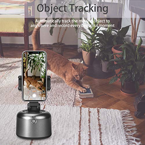 Tracking Holder Auto Face Object Tracking Camera Mount Smart Selfie Stick 360 Rotation Shooting Camera Cell Phone Holder Tripod Stand Selfie Robot Hand-Free for Live Streaming Video Call Vlog (Black)