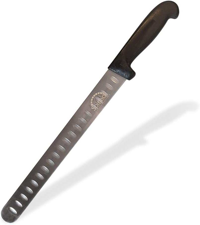 SpitJack BBQ Smoked Brisket Knife for Meat Carving and Slicing - Stainless Steel, Granton Edge, 11 Inch Blade: Kitchen & Dining