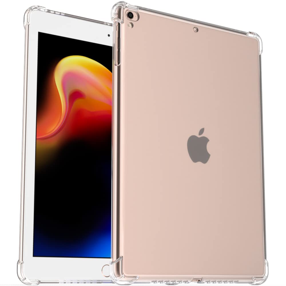 Photo 1 of Callyue Clear Case for iPad 9.7 inch iPad 6th (2018),iPad 5th (2017),Air 2nd (2014),Air 1st (2013),Rubber Soft Skin Silicone Side Corner Protective Cover for All iPad 9.7" Tablet-Transparent