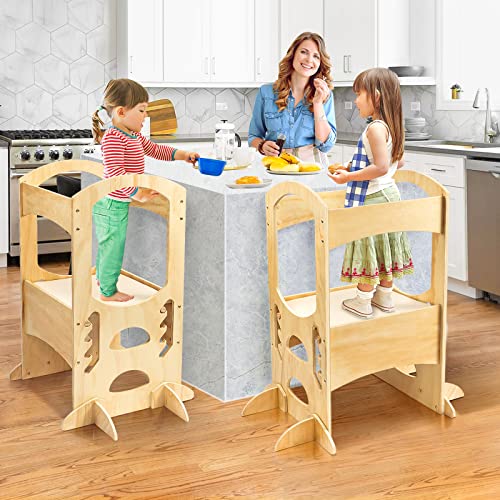 COMOMY Toddler Tower, Kids Step Stool with 4 Adjustable Heights, Safety