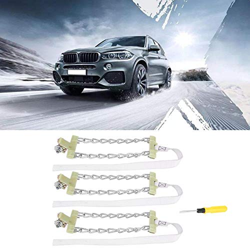 Anti Skid Tire Chain, 3pcs 165-195mm Car Tire Anti-skid Steel Chain Snow Mud Car Security Tyre Belt for Car Truck SUV (165-195mm)