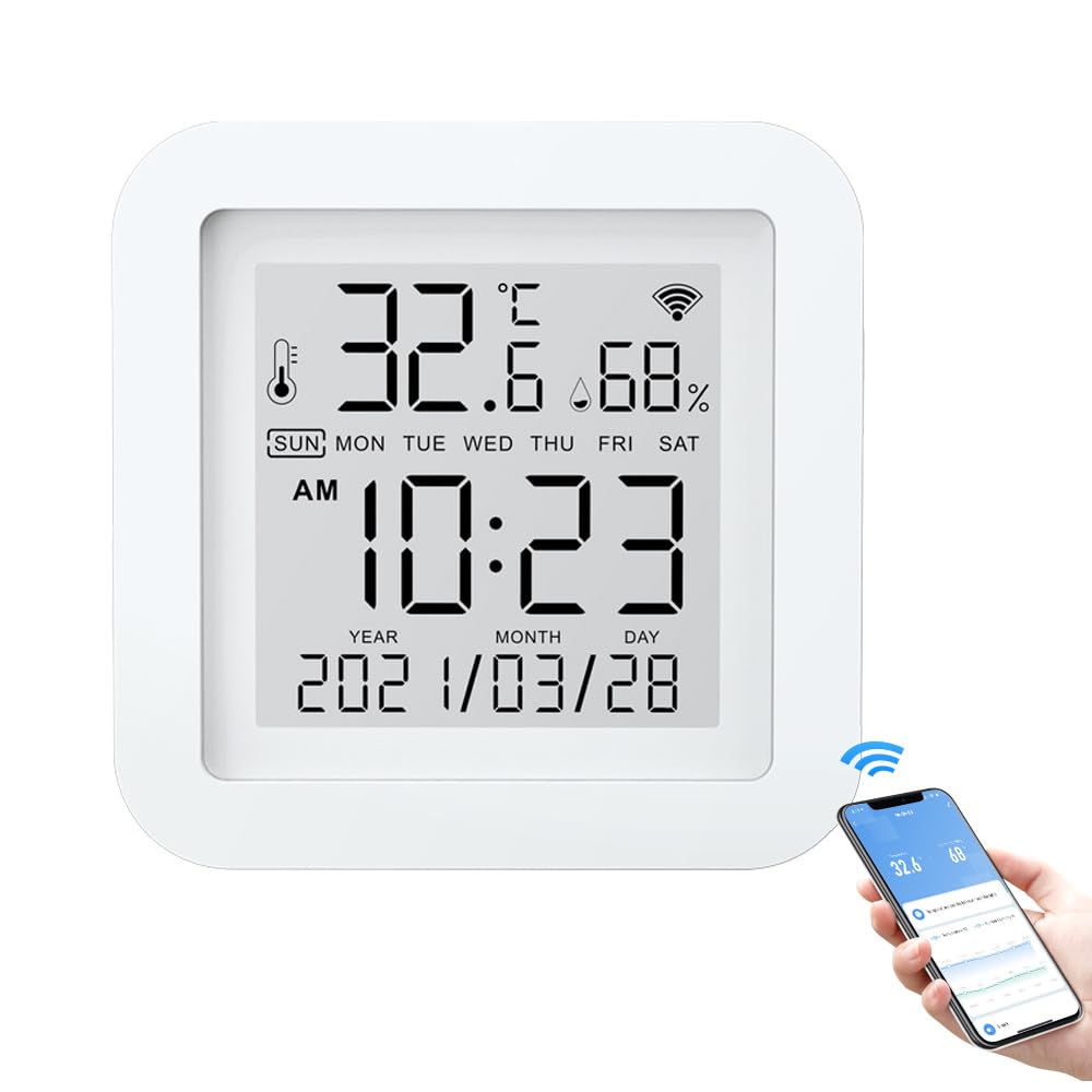 POFET Wifi Temperature Sensor Wireless Thermometer Digital Thermometer Hygrometer Support Mobile App Control Voice Assistant