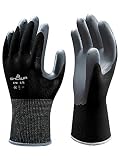 SHOWA 370BL-08 Atlas 370B Nitrile Palm Coating Glove, Black, Large (Pack of 12 Pairs)
