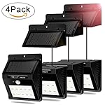 Feelle Waterproof Solar Light Motion Sensor Wall Light Outdoor Security Light for Garden, Patio, Deck, Yard, Fence, Driveway(Separable Solar Panel Design with 8 ft Connection cord) (4 PACKS)