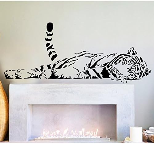 Black Tiger Wall Decal PVC Home Sticker House Vinyl Paper Decoration WallPaper Living Room Bedroom Kitchen Art Picture DIY Murals Girls Boys kids Nursery Baby Playroom Decor