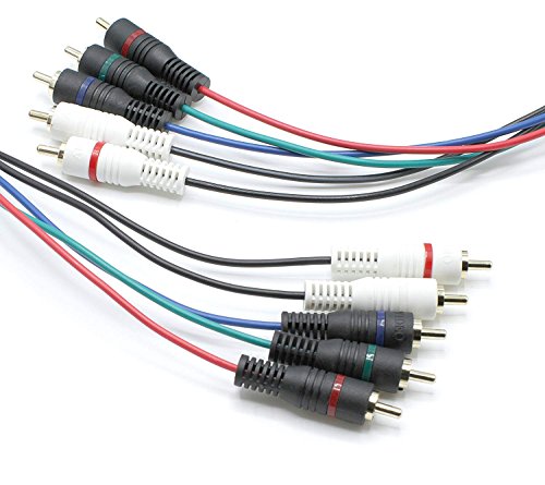 THE CIMPLE CO - Component and Composite Video Audio Cable – (3 Pack) Gold Plated 5 RCA Cables (12 ft Length) – Supports 480i, 480p, 720p and 1080i