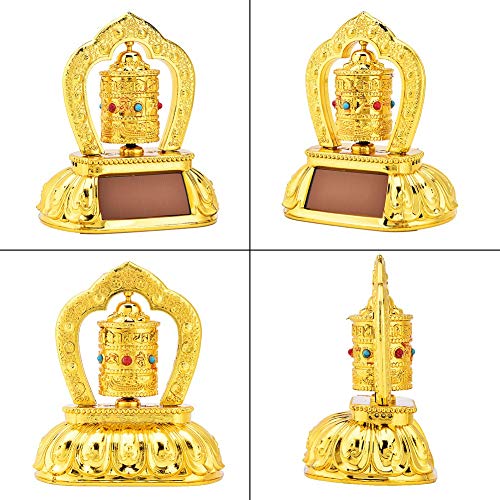 Tibetan Tibet Buddhist Solar Energy Spinning Prayer Wheel for Car Interior Decoration