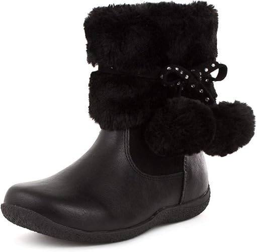 Walkright Girls Pom Pom Ankle Boot in Black Amazon.co.uk Shoes & Bags