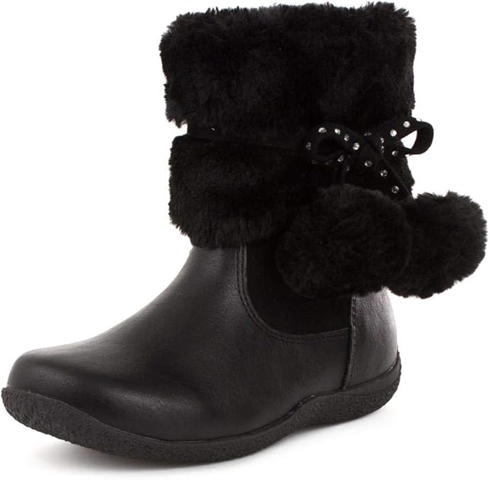 Walkright Girls Pom Pom Ankle Boot in Black Amazon.co.uk Shoes & Bags