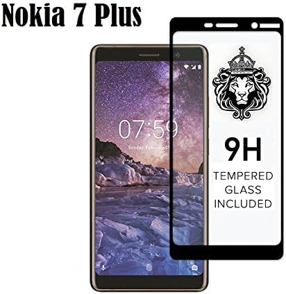 YCNEX Full Glue Edge-Edge Cover 5D Tempered Glass for Nokia 7 Plus (Black)