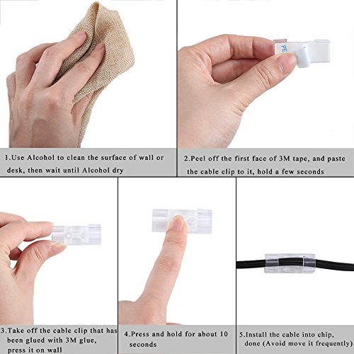 Cable Clips Self-Adhesive INNKER 32Pack Heavy Duty Cable Clips Wall Desktop Cable Clips Adhesive Cable Cord Management Wire Holders Wire Organizer Management System Transparent Screws Provided - Thumbnail 4