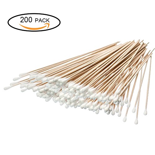 200 Count 6 Inch Swabs Cotton Stick Cotton Tipped Applicator Single Tip with Wooden Handle