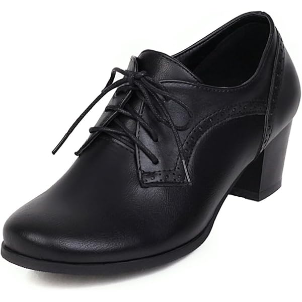 靴 black leather shoes 29cm Cheap Round Toe Comfort Leather Mid Heel Classic Oxford