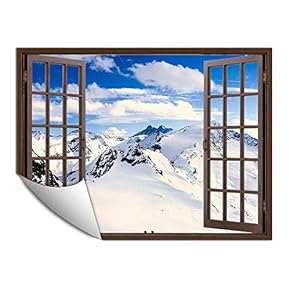 Wall Paper Small Wall Mural Snowscape Out of The Window Wall Art Removable Wall Decoration for Bedroom Living Room - 24x32 inches