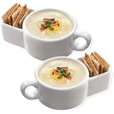 TIYOORTA Kitchen Gadgets Soup and Cracker Mug or Cereal Bowl, Ceramic Saltine crackers Soup Mugs with Handles for Cookies and Milk, Veggie Snack &amp; Dip Cup (2 PCS)