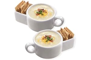 Soup and Cracker Mug or Cereal Bowl, Ceramic Bowl, Saltine Crackers, Soup Mugs with Handles, Cookies and Milk, Veggie Snack &
