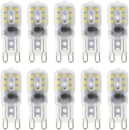 Dayker 3 Watts G9 Light Bulb LED Bipin Silicone SMD 2835 14 LEDs AC 100-130V Daylight JD Type Chandelier Corn Bulbs Equivalent to 25W Incandescent Bulb(10 Pack)