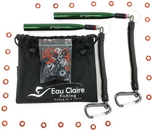 (2 Pack) Eau Claire Fishing Gator Green Wacky Rig Tool with 110 4 & 5 Inch O-Rings, Fits Up To 8 Soft Plastic Rubber Worms