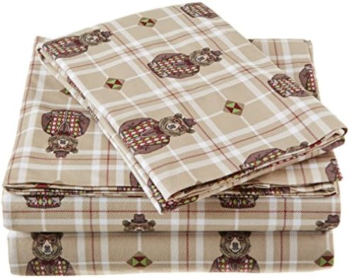 Shavel Home Products Micro Flannel Sheet Set, King, Grizzly B. Cool