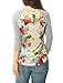 Allegra K Women Floral Prints 3/4 Raglan Sleeves Tee Shirt M White