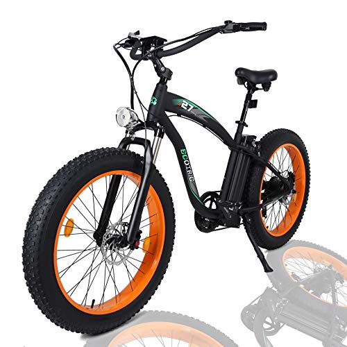 ECOTRIC Fat Tire Electric Bike Beach Snow Bicycle 4.0 inch Fat Tire 26" 1000W 48V 13Ah ebike Electric Mountain Bicycle with Removable Black Lithium Battery Electric Mountain Bicycle (Orange)