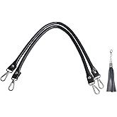 BEAULEGAN Purse Leather Handles Replacement 2 Pcs for Handbag, 23.6 Inch, Black Silver
