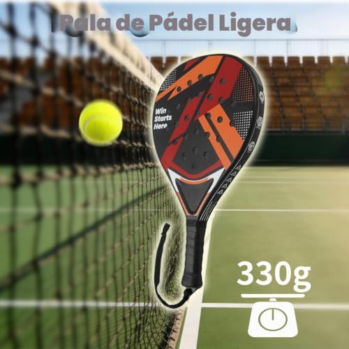 Padel Racket for Beginners and Youth Lightweight Padel Racket 330g ABS Surface Non-slip Grip Adjustable Safety Cord Ideal for Training and Matches