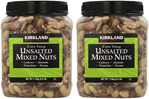 Kirkland Signature QNKDQK Extra Fancy Unsalted Mixed Nuts 2.5 (LB), 2 Pack of 40 Ounce