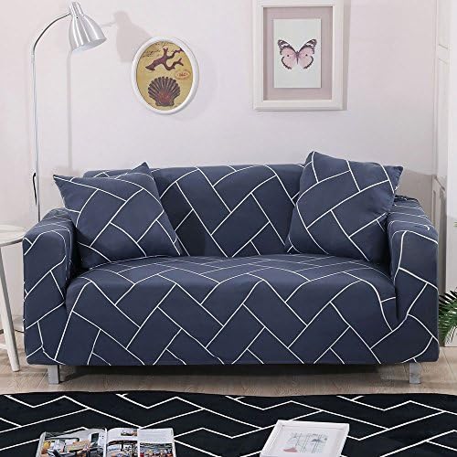 1 2 3 4 Seater Sofa Slipcover - Stretch Slip Resistant Anti Wrinkle Sofa Covers For Three Cushion Couch Chair Furniture Protector Cover Fit Many Popular Sofas Black Geometric Lines By Miller00