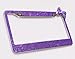 TASIRO 7 Row Pure Handmade Bling Bling Rhinestones Stainless Steel Metal License Plate Frame With Bow Bonus 2 Matching Screws&Caps (Dark purple/Darkpurple bowknot)