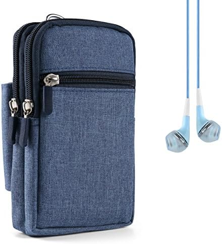 Blue Portable Shock Resistant Pouch Carrying Bag Case fits Samsung Galaxy Note 8 Galaxy S8 Plus with Deluxe Stereo Hands-free Headset