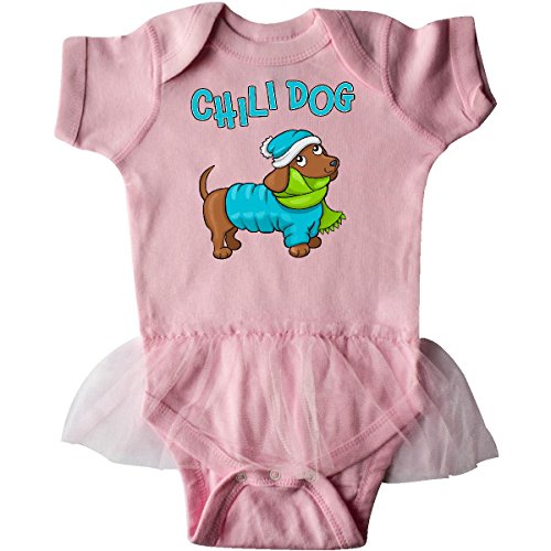 Inktastic Baby Girls' Chili Dog- cute dachshund Infant Tutu Bodysuit Newborn Pink