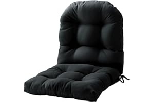 FILUXE Chair Pads, Seat/Back Patio Cushions - Waterproof Solid Tufted Pillow, Indoor/Outdoor Pads with Ties, Fade-Resistant & Seasonal All Weather Replacement (Deep Gray, 1)