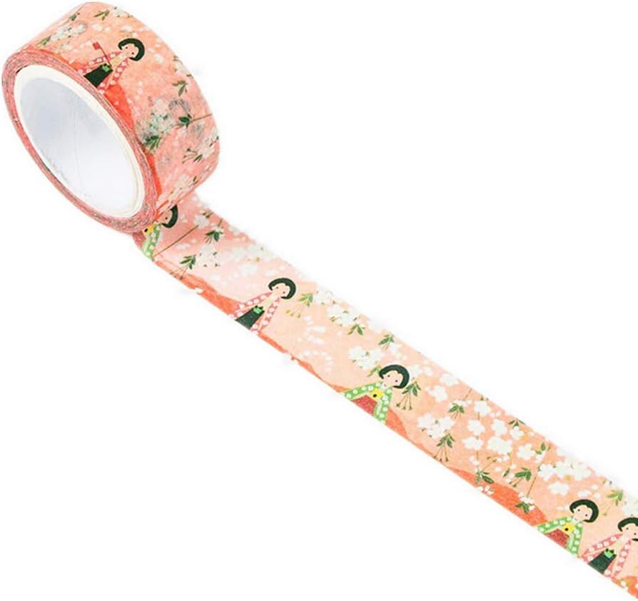 NLR Kyoto Style Japanese Masking Washi Tape Set | 4 Rolls | 0.6 Inch (15mm) Wide | for Scrapbooks, Photo Frames, Bullet Journals, Arts and Crafts. (Girls & Flowers)