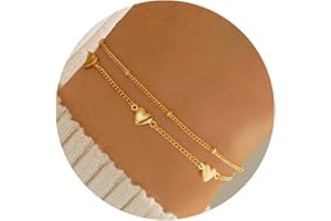 Turandoss 14K Gold Plated Bracelets for Women, Dainty Clover Heart Cross Butterly Evil Eye Cubic Zirconia Clover Flower Stackable Bracelet Set, Cute Birthday Gifts for Women Girls Jewelry