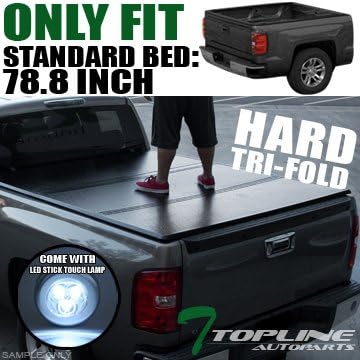 Amazon Com Topline Autopart Solid Tri Fold Hard Truck Topper Cap Tonneau Cover Jr 14 17 Chevy Silverado Gmc Sierra 1500 2500 3500 Hd Denali 6 5 Ft 78 Bed Automotive