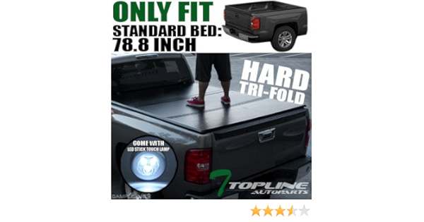 Amazon Com Topline Autopart Solid Tri Fold Hard Truck Topper Cap Tonneau Cover Jr 14 17 Chevy Silverado Gmc Sierra 1500 2500 3500 Hd Denali 6 5 Ft 78 Bed Automotive